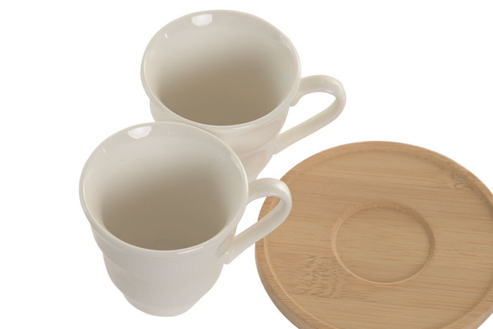 DKD Home Decor Taza Café Porcelana Bambú Blanco 90ml Set 6 Piezas 6.4 x 6.2 x 8.5 cm