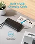 VEGER C10 VG-W1116 PowerBank 10000mAh con Cables Integrados, Pantalla LCD, Batería Externa de Litio, Negro