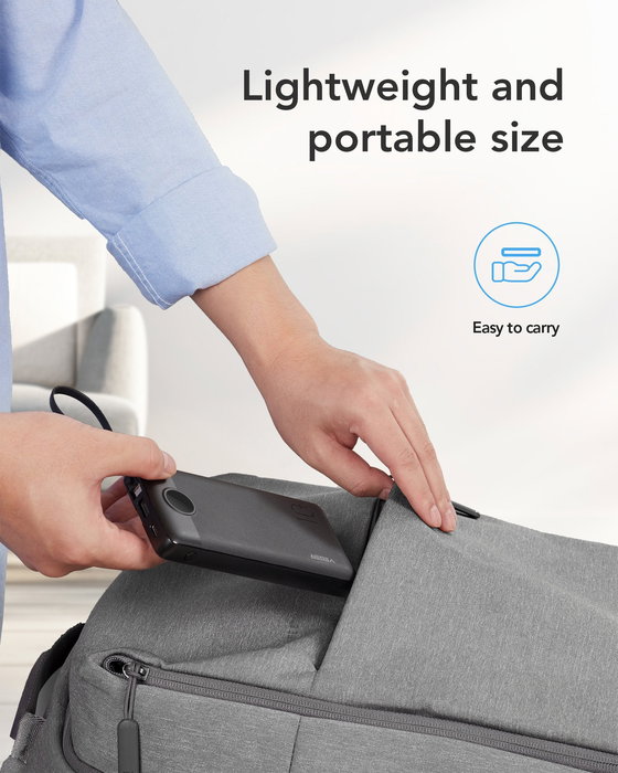 VEGER C10 VG-W1116 PowerBank 10000mAh con Cables Integrados, Pantalla LCD, Batería Externa de Litio, Negro