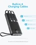 VEGER C10 VG-W1116 PowerBank 10000mAh con Cables Integrados, Pantalla LCD, Batería Externa de Litio, Negro