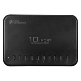 GoodConnections Estación de Carga de Escritorio 200W con 10 Puertos USB-C Negro
