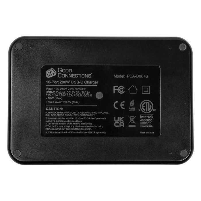 GoodConnections Estación de Carga de Escritorio 200W con 10 Puertos USB-C Negro GoodConnections Estación de Carga de Escritorio 200W con 10 Puertos USB-C Negro