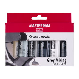 Amsterdam Estuche de pinturas acrílicas grises serie Standard, 6 x 20 ml