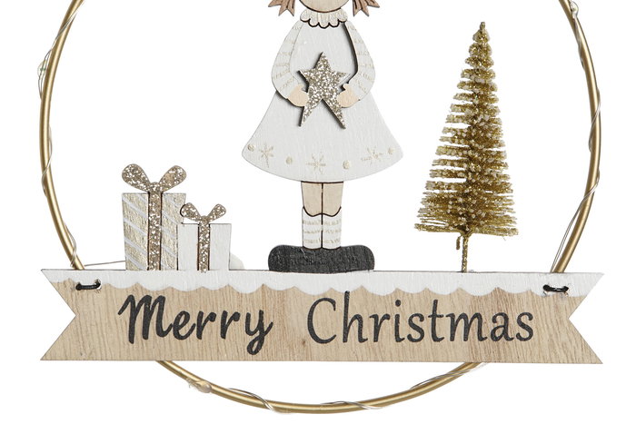 DKD Home Decor Decoracion Colgante Navidad Moderna Blanco Negro Led Madera 2 x 17 x 16 cm