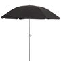 Outfit Sombrilla de Playa Negra, Diámetro 180 cm, Protección UV50, Tela Poliéster 190T, Varilla de Metal