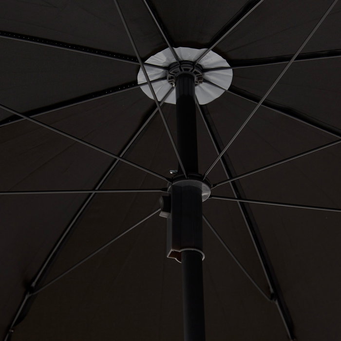 Outfit Sombrilla de Playa Negra, Diámetro 180 cm, Protección UV50, Tela Poliéster 190T, Varilla de Metal