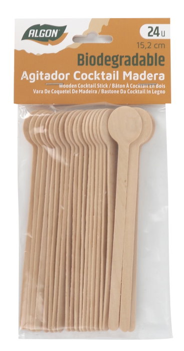Algon Set de 18 Palillos de Madera para Cóctel 15,2 cm
