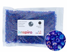 Innspiro Rocalla de Vidrio Redonda Aurora Boreale Azul Marino 3,8mm 500g