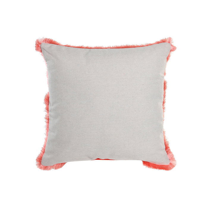 DKD Home Decor Set de 4 Cojines Multicolor con Flecos y Cierre de Cremallera