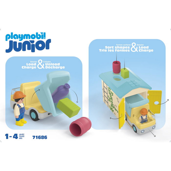 Playmobil Camión Con Garaje Junior 71686 de Clasificación para Niños y Niñas +12 Meses