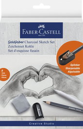 Lapiz De Grafito Faber-Castell Goldfaber Set De 8 Piezas 5X Lapices Carbon Goldfaber 1X Sacapuntas 1X Goma Borrar 1X Difuminio