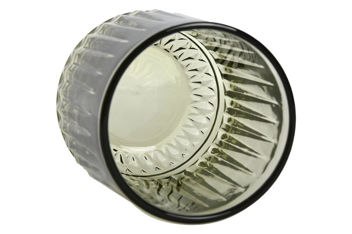 DKD Home Decor Vaso de Cristal Colección Stripes Garbo, Verde, 275ml, Set de 6 Piezas, 7.5 x 7.5 x 9.5 cm