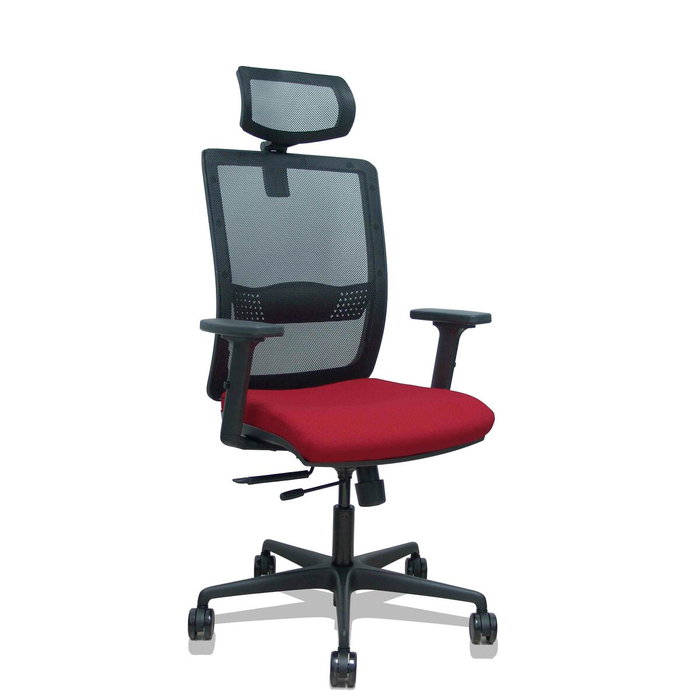 PIQUERAS Y CRESPO Silla Haches con Mecanismo Sincro/Traslack, Asiento Granate y Malla Negra