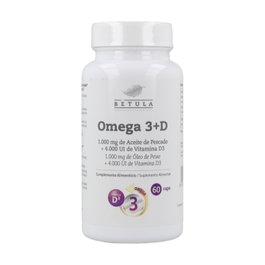 Betula Omega 3+D 60 cápsulas - Complemento alimenticio con vitamina D y ácidos grasos omega 3