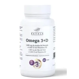 BETULA Omega 3+D 60 Cap. con Vitamina D Suplemento Aceite de Pescado Alto en EPA y DHA Purificado