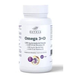 BETULA Omega 3+D 60 Cap. con Vitamina D Suplemento Aceite de Pescado Alto en EPA y DHA Purificado