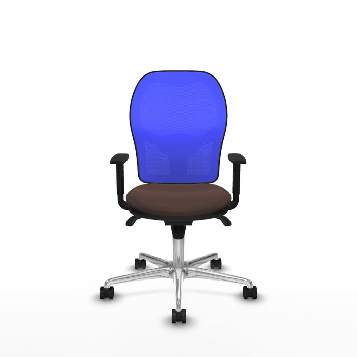 PIQUERAS Y CRESPO Silla de oficina Jorquera con mecanismo Sincro, Marrón oscuro y Azul