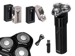 Argon Afeitadora Eléctrica con 3 Cabezales, Recargable USB Tipo C, Negra, 16 x 5.7 x 6.2 cm (Set de 12)