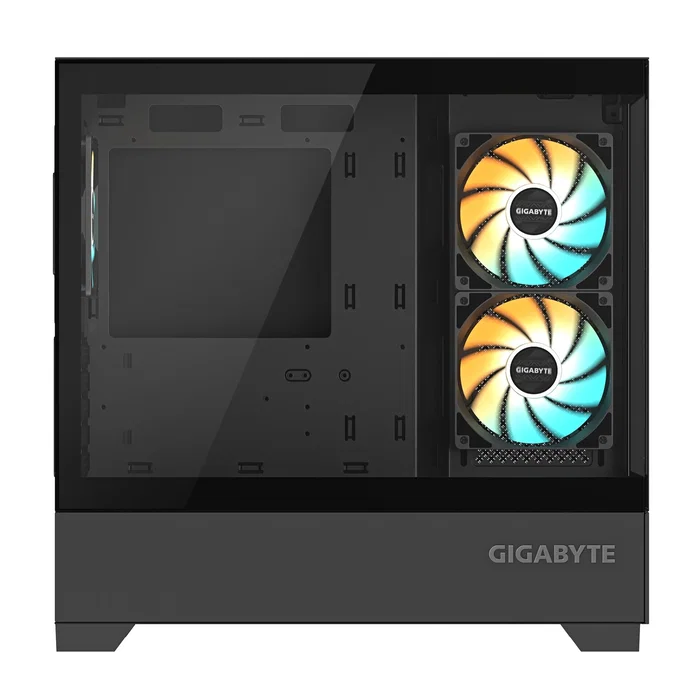 Gigabyte C201B Panoramic Torre Midi Negra, Cristal Templado, 3 Ventiladores ARGB, Soporta Radiador de 360mm, 2x USB 3.0, micro-ATX/Mini-ITX, Flujo de Aire Optimizado