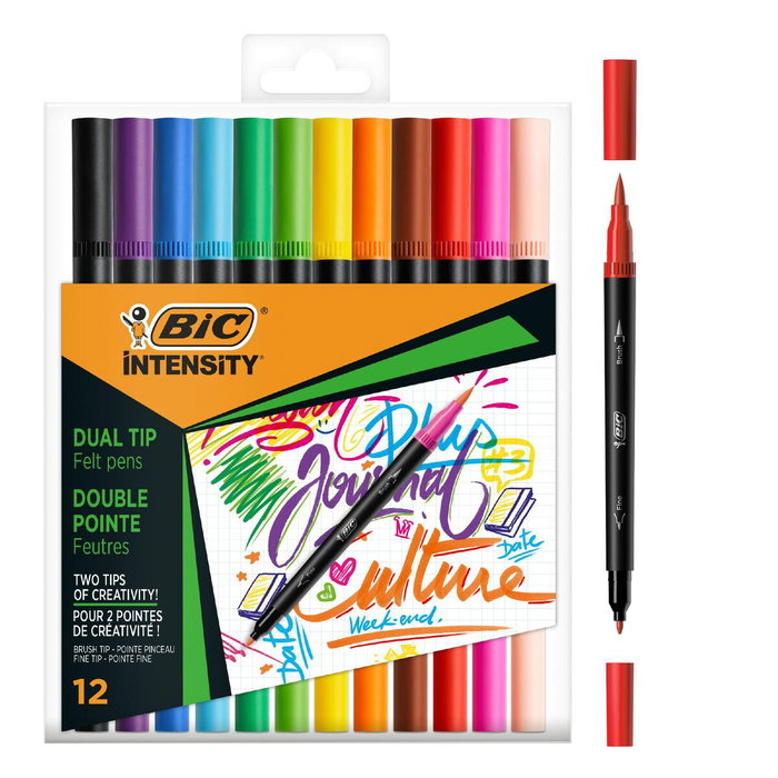 BIC Intensity Dual Rotuladores de Doble Punta, 12 Unidades Surtidas