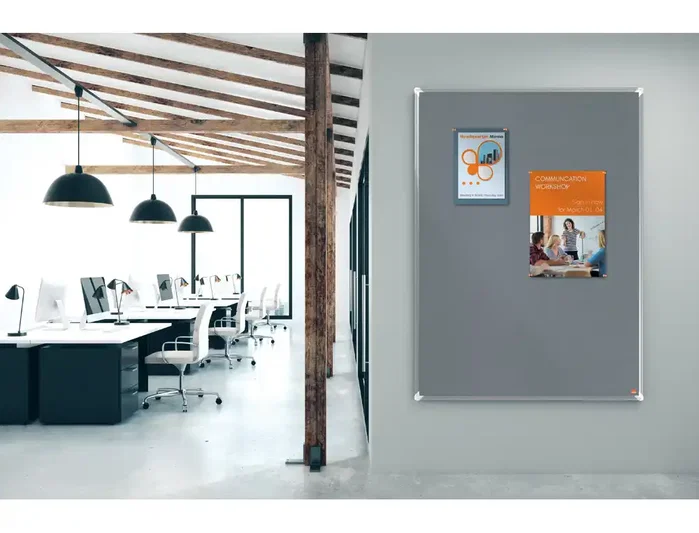 Nobo Premium Ecolabel Tablero de anuncios de fieltro gris 1200x900 mm marco de aluminio