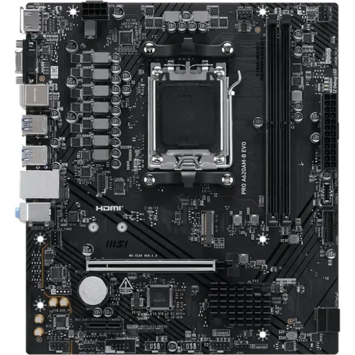 MSI PRO A620AM-G EVO WiFi, Placa Base AMD A620, Socket AM5, 2xDDR5 hasta 128GB, WiFi 6E, Bluetooth 5.3, LAN 2.5G, DisplayPort/HDMI, mATX, Ref: 911-7E96-001