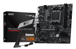 MSI Pro A620AM-G EVO WiFi Placa Base AMD A620A Socket AM5 Micro ATX con Wi-Fi 6E, 2.5GbE, PCIe 5.0, DDR5, M.2 PCIe 4.0