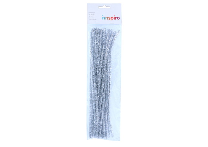 Innspiro Limpiapipas de Chenilla Metálica Plata 6mm x 30cm (25 unidades)