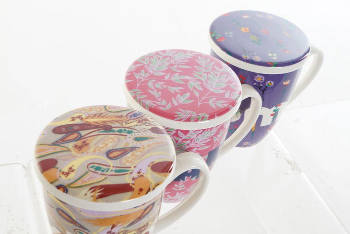 DKD Home Decor Taza de Infusiones Porcelana Multicolor 380ml (12 Unidades)
