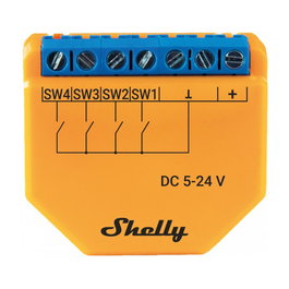 Shelly Relais Plus i4 DC WLAN y Bluetooth para instalación empotrada