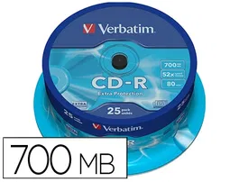 Verbatim Cd-r Capacidad 700mb Velocidad 52x 80 Min Tarrina de 25 Unidades