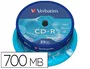 Verbatim Cd-r Capacidad 700mb Velocidad 52x 80 Min Tarrina de 25 Unidades