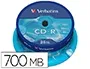 Verbatim Cd-r Capacidad 700mb Velocidad 52x 80 Min Tarrina de 25 Unidades