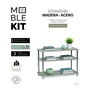 Moblekit Estantería de Madera y Acero 3 Niveles