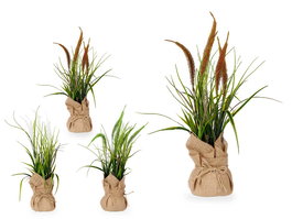 Ibergarden Planta Saco Grande de Junco con Maceta 10 cm, Surtido Colores, Tela y Plástico, Dimensiones 13x46x13 cm (Set de 12)