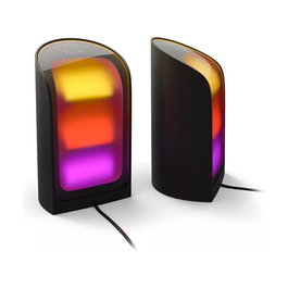 Philips Hue Play Lámpara de Mesa Inteligente Bluetooth/Zigbee Negro 2 Unidades - Compatible con Alexa, Google Assistant, HomeKit - Luz Color y Blanca - IP20
