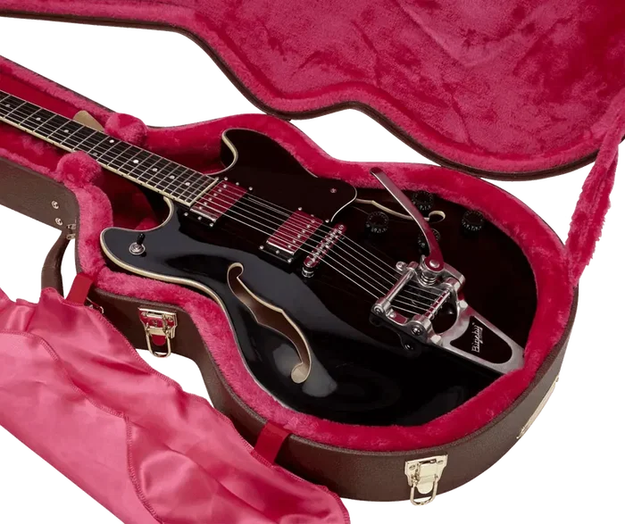 Gator GW Deluxe Estuche de Madera Contraplacada para Guitarra 335/Semi Hollow, Color Marrón con Interior Magenta Gator GW Deluxe Estuche de Madera Contraplacada para Guitarra 335/Semi Hollow, Color Marrón con Interior Magenta