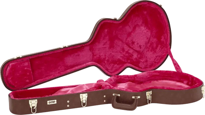 Gator GW Deluxe Estuche de Madera Contraplacada para Guitarra 335/Semi Hollow, Color Marrón con Interior Magenta Gator GW Deluxe Estuche de Madera Contraplacada para Guitarra 335/Semi Hollow, Color Marrón con Interior Magenta