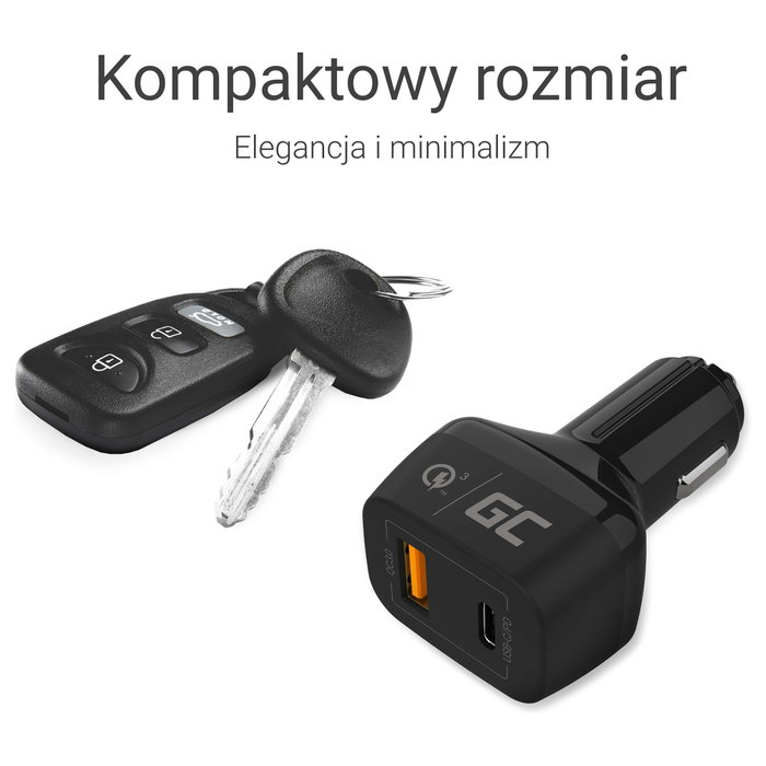 Green Cell Cargador de Coche CAD33 con USB-C PD y USB-A QC 3.0, Negro Green Cell Cargador de Coche CAD33 con USB-C PD y USB-A QC 3.0, Negro
