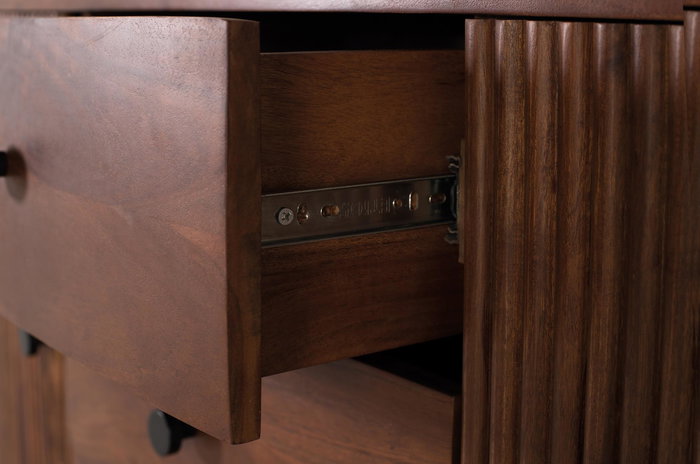 GINER Y COLOMER Aparador de 2 Puertas y 3 Cajones en Madera de Acacia y Metal Nogal