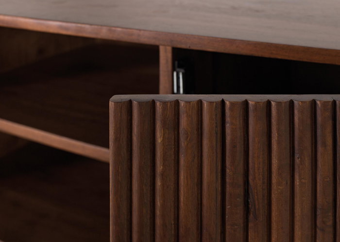 GINER Y COLOMER Aparador de 2 Puertas y 3 Cajones en Madera de Acacia y Metal Nogal