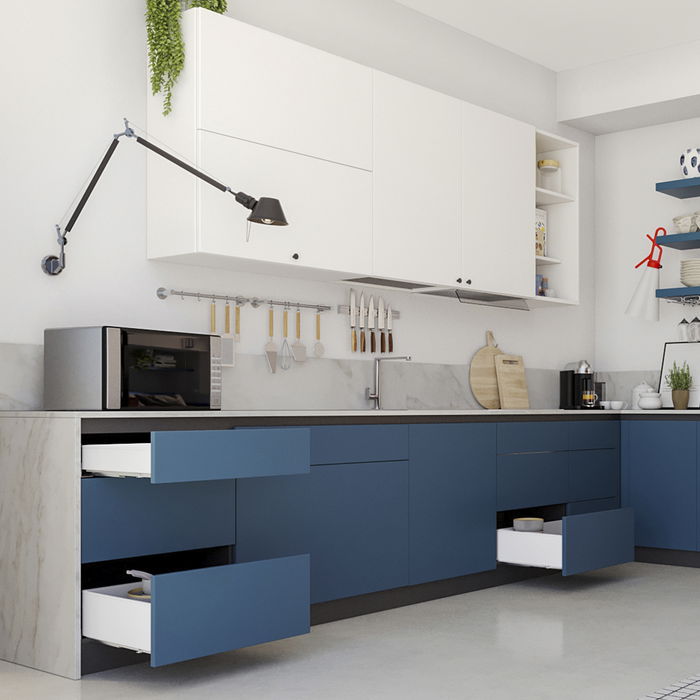 Emuca Cajón exterior Simplex 25kg de altura 122mm, profundidad 440mm, Acero, Pintado blanco