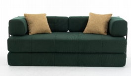 DKD Home Decor Sofá Cama Scandi Verde, Espuma y Metal, 200 cm Ancho x 90 cm Largo x 64 cm Alto
