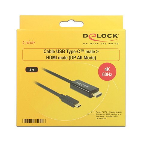 DeLOCK Cable Adaptador USB C a HDMI 4K 60Hz 2 m Negro DeLOCK Cable Adaptador USB C a HDMI 4K 60Hz 2 m Negro