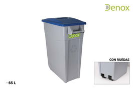 Denox Cubo Basura Reciclaje 65L Cerrado Azul 29 x 59 x 67 cm (2 Unidades)