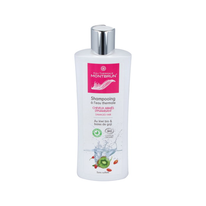 MONTBRUN Champú Cabello Dañado Con Agua Termal y Kiwi Bio 250ml - COSMOS ORGANIC - Revitaliza y Da Brillo
