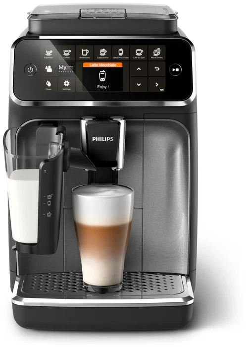 Philips EP4346/70 Cafetera Superautomática con Sistema LatteGo, 8 Tipos de Café, 1.8L, Pantalla Táctil, Negro - Máquina de Espresso para Granos