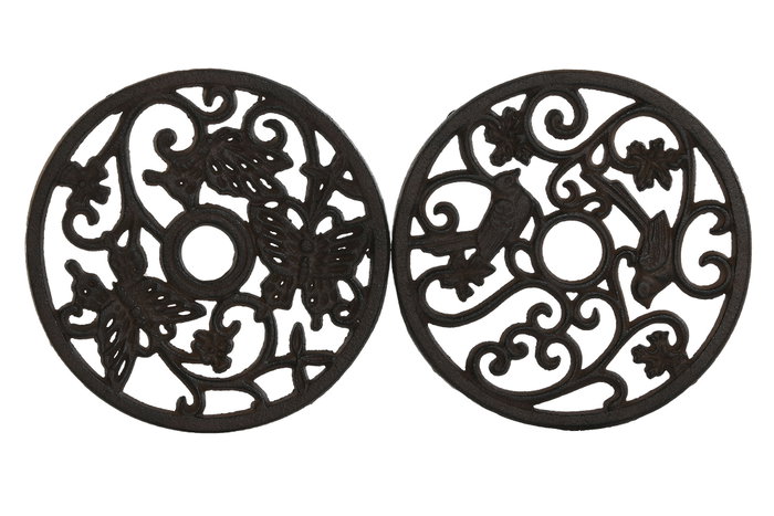 DKD Home Decor Salvamanteles de Hierro Colado 19,5x19,5x1,5 cm (Pack de 2, Colores Surtidos)