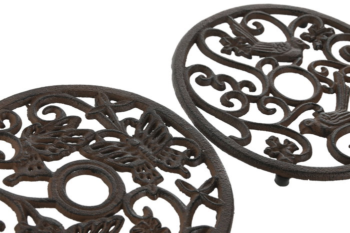 DKD Home Decor Salvamanteles de Hierro Colado 19,5x19,5x1,5 cm (Pack de 2, Colores Surtidos)