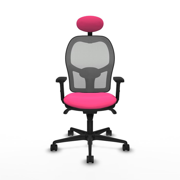 PIQUERAS Y CRESPO Silla de oficina Jorquera Rosa y Gris con mecanismo Sincro